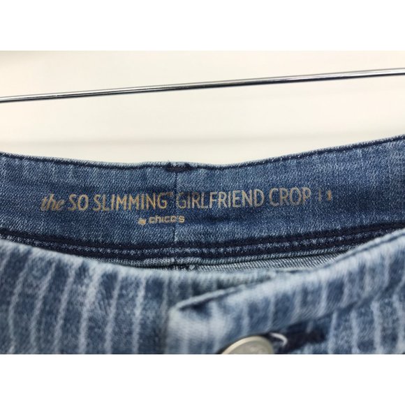 Chico's So Slimming Girlfriend Stretch Striped Crop Jean Size 1 (8) - Picture 4 of 5